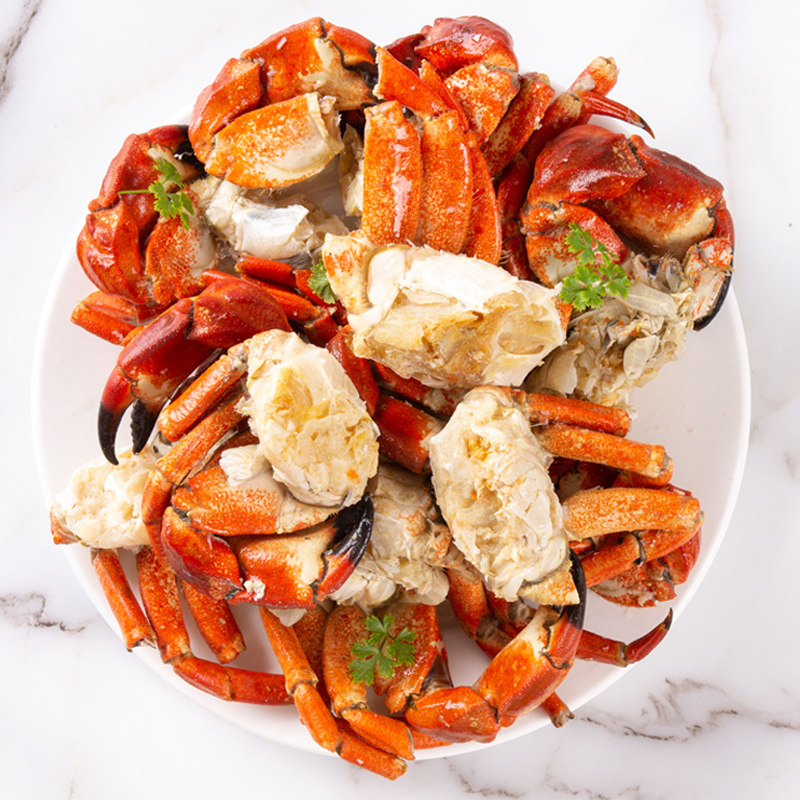 黄道蟹新鲜熟冻螃蟹足 碎蟹蟹脚 单独无黄无膏蟹块半蟹带蟹钳500g