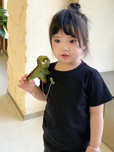 儿童立体玩偶动物恐龙熊猫衣服男童女童短袖T恤夏装宝宝上衣亲子