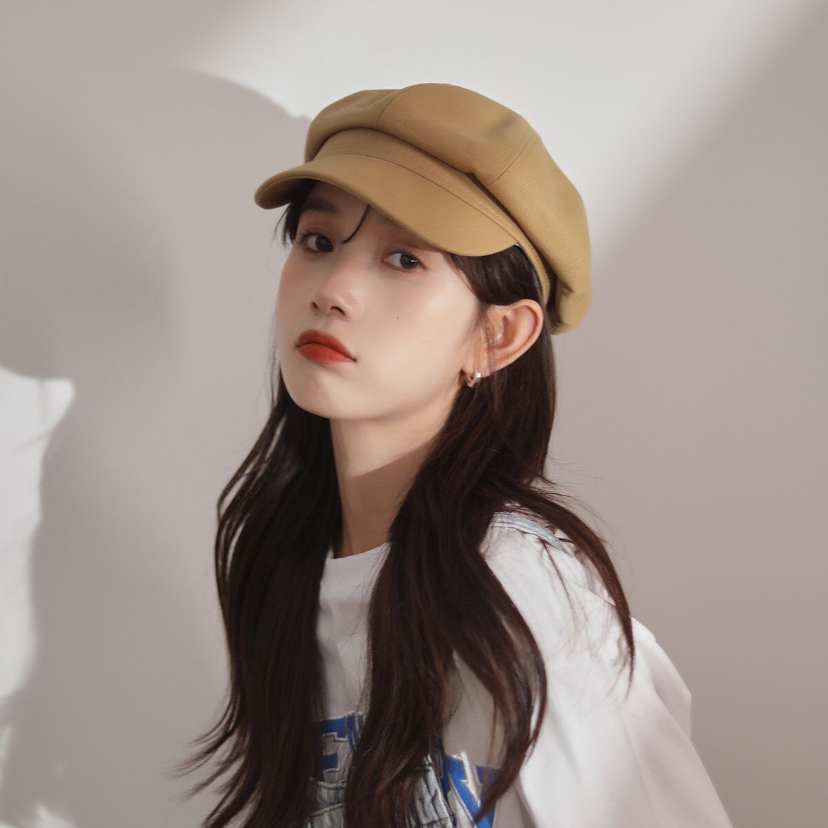 短檐卡其色八角帽女生文艺复古贝雷帽英伦百搭报童帽潮鸭舌帽子男