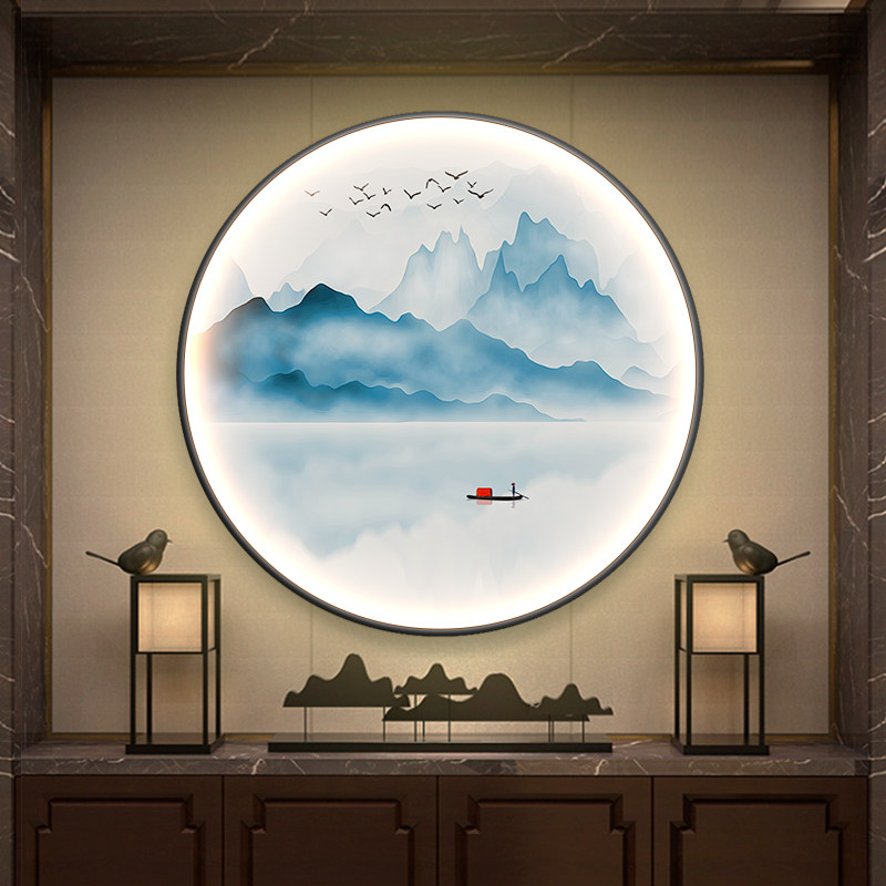 新中式茶室装饰画玄关极简禅意挂画过道客厅沙发背景书房意境壁画