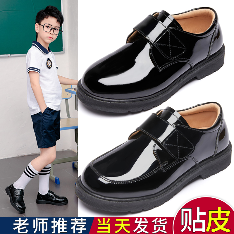 男童黑色皮鞋黑皮鞋演出鞋表演鞋软底小学生儿童英伦风