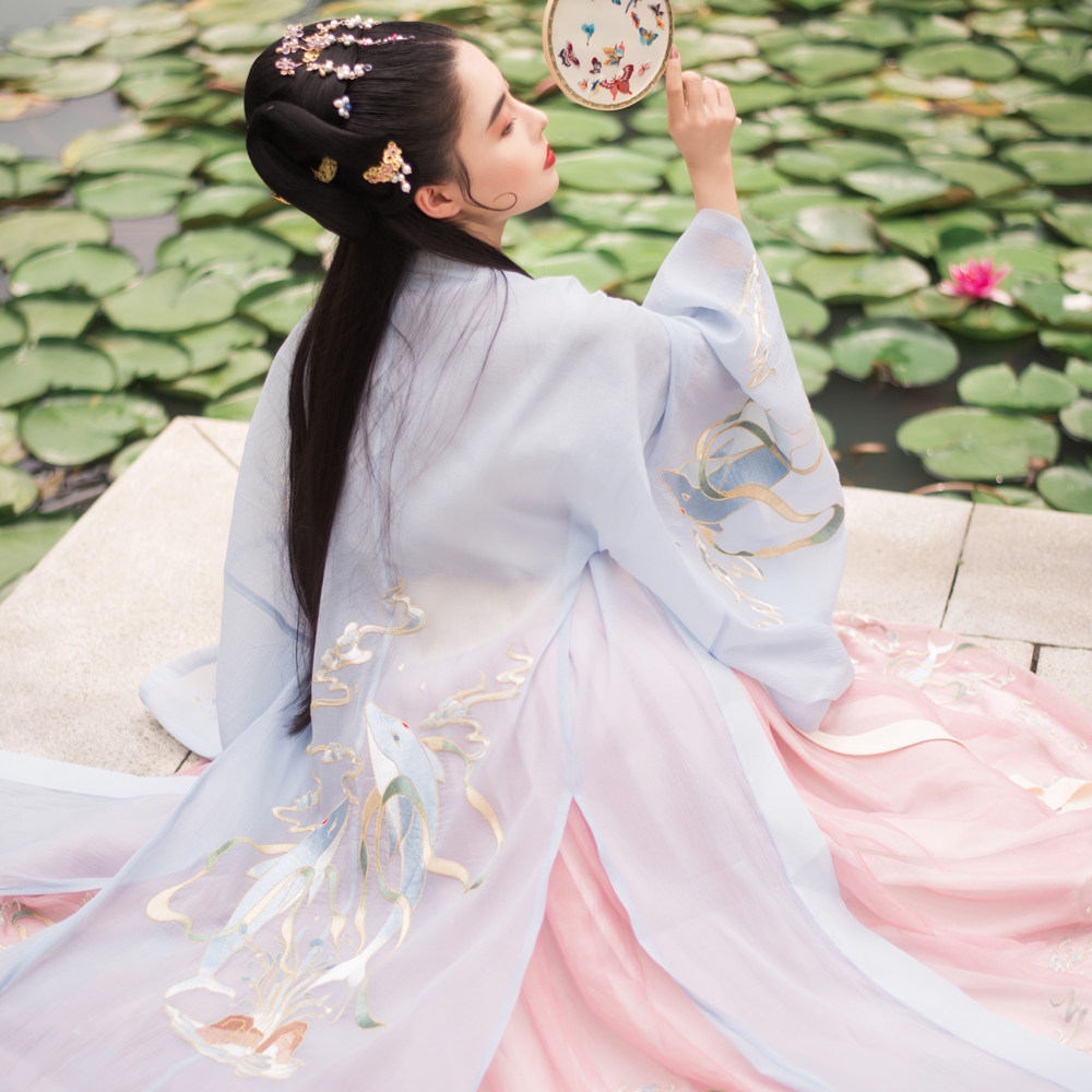 徽韵雅颂原创汉服濯清欢广袖重工绣花大袖衫单件披风百搭外套女夏