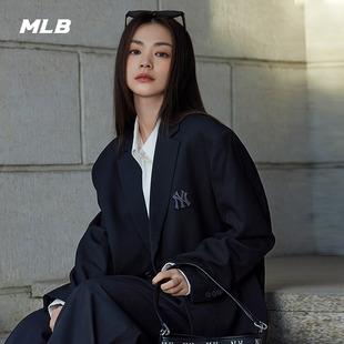 MLB官方 男女情侣内里满印老花西装夹克时尚外套宽松23新款JKM01