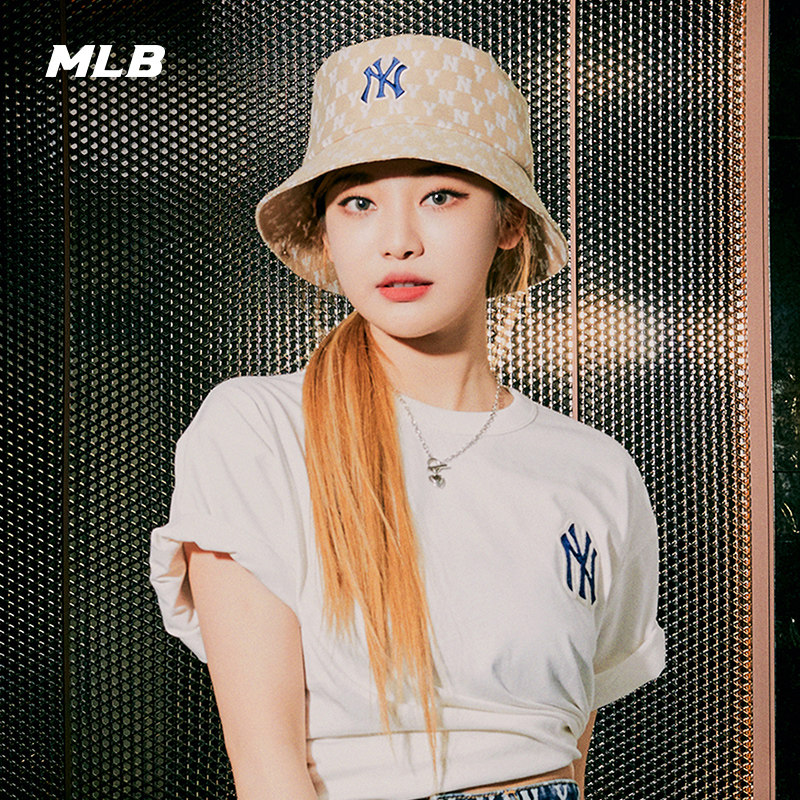 mlb官方 男女帽子复古老花渔夫帽遮阳防晒明星同款22春夏新款htff