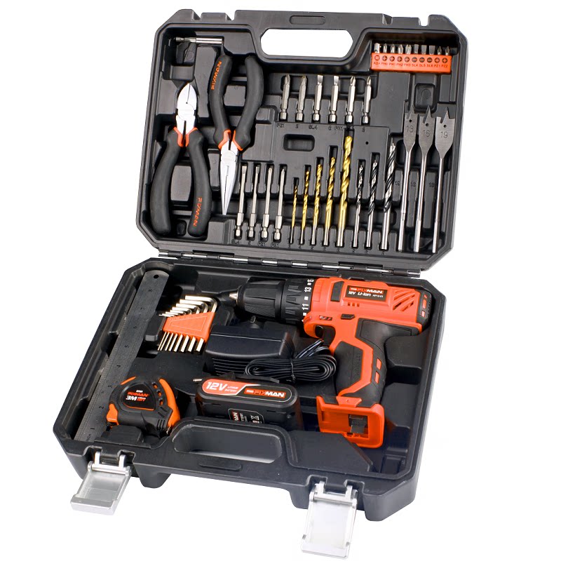 菲克斯曼德国家用工具组合套装冲击钻混凝土电钻木工工具箱螺丝刀