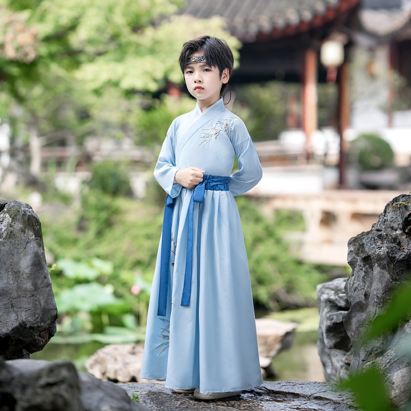 儿童汉服男童春夏季小男孩中国风古装小书童国学服演出服古风帅气
