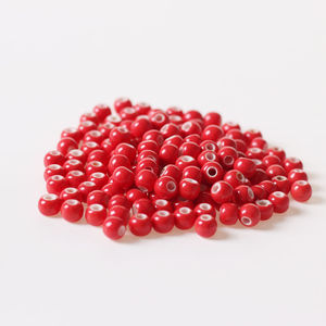 红色珠子diy手工串珠编织制作饰品手链项链材料陶瓷散珠学生成人