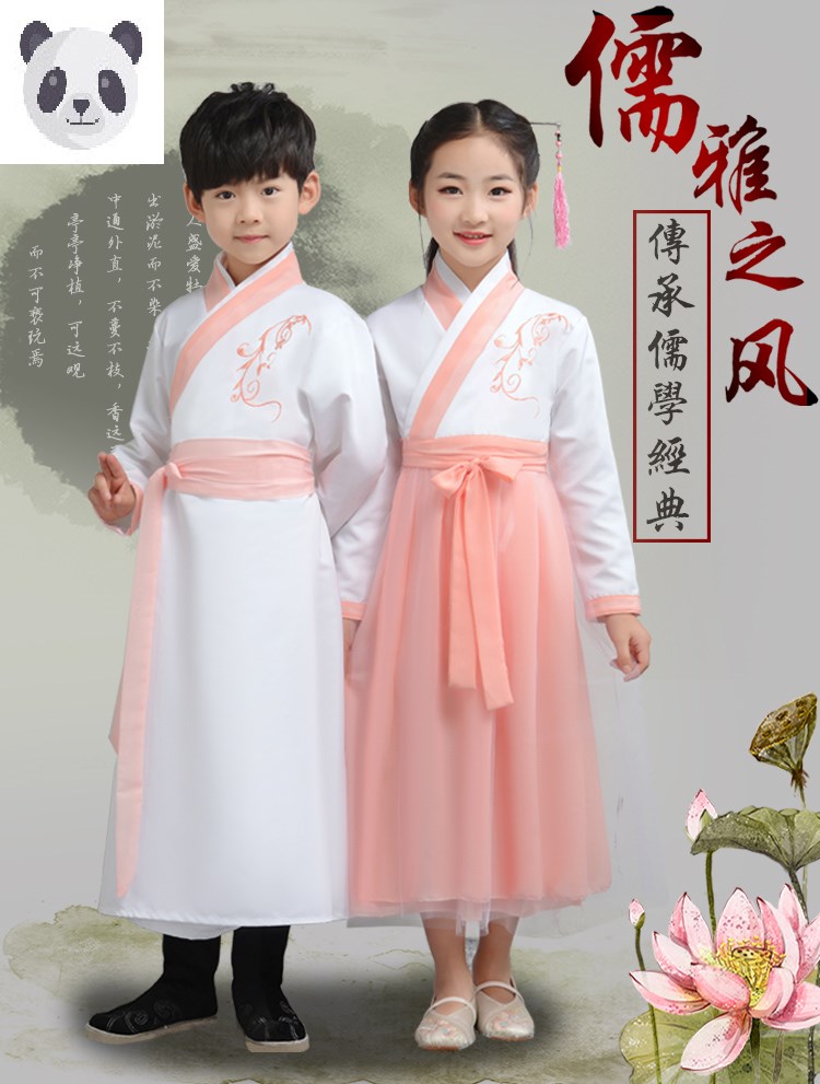 新款男女童书童演出服国学服装日常古装三字经古典舞弟子规表演服