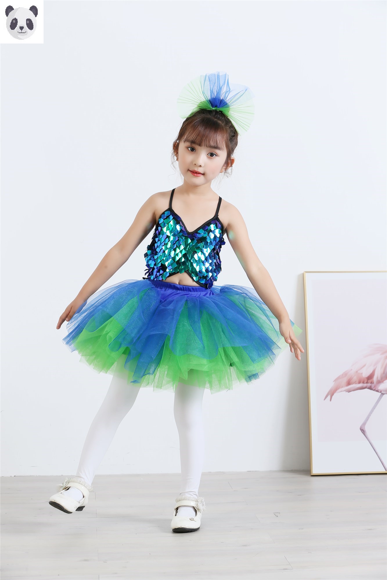 元旦儿童节演出服蓬蓬裙幼儿园舞蹈服装女童纱裙公主裙绿色表演服