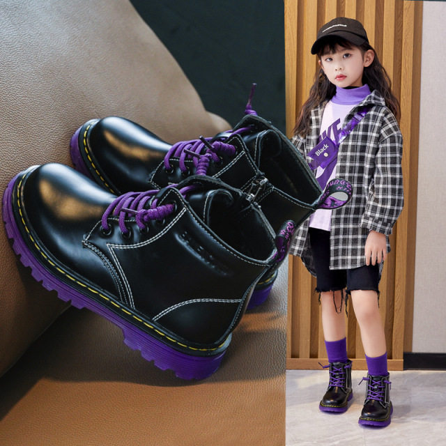 4到11岁10女童鞋9冬季8小学生7女孩加绒中靴6公主皮鞋5保暖马丁靴