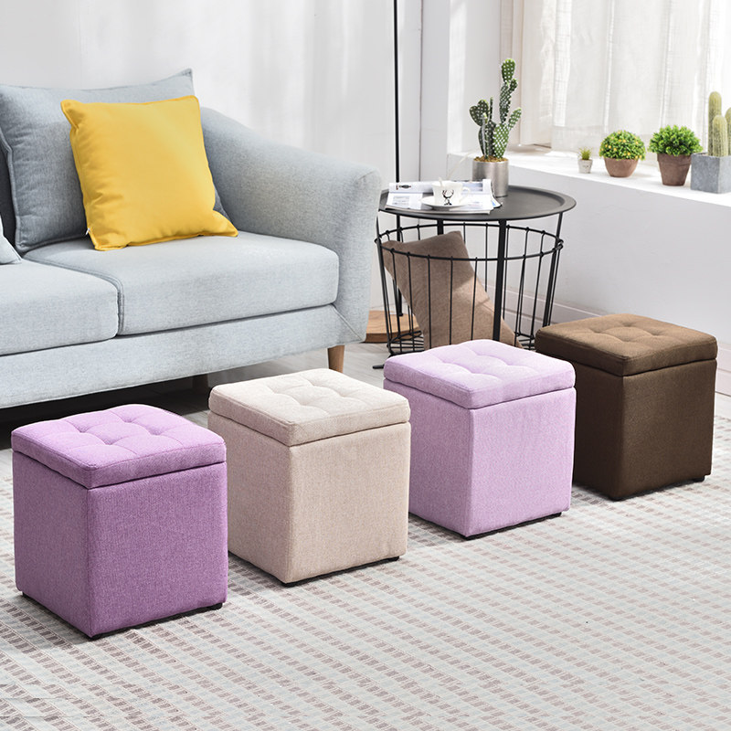 收纳凳换鞋矮凳子时尚客厅沙发凳创意储物凳家用布艺搁脚凳小凳子