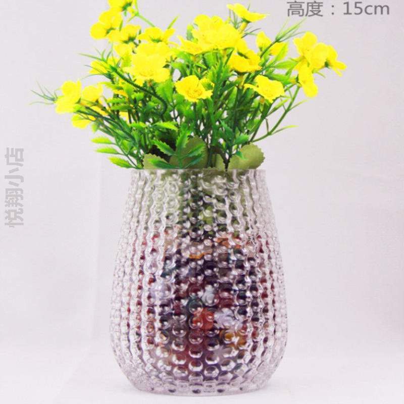 玻璃家居生活,形装饰花瓶简约现代绿植花瓶摆件仿真花菠萝玻璃