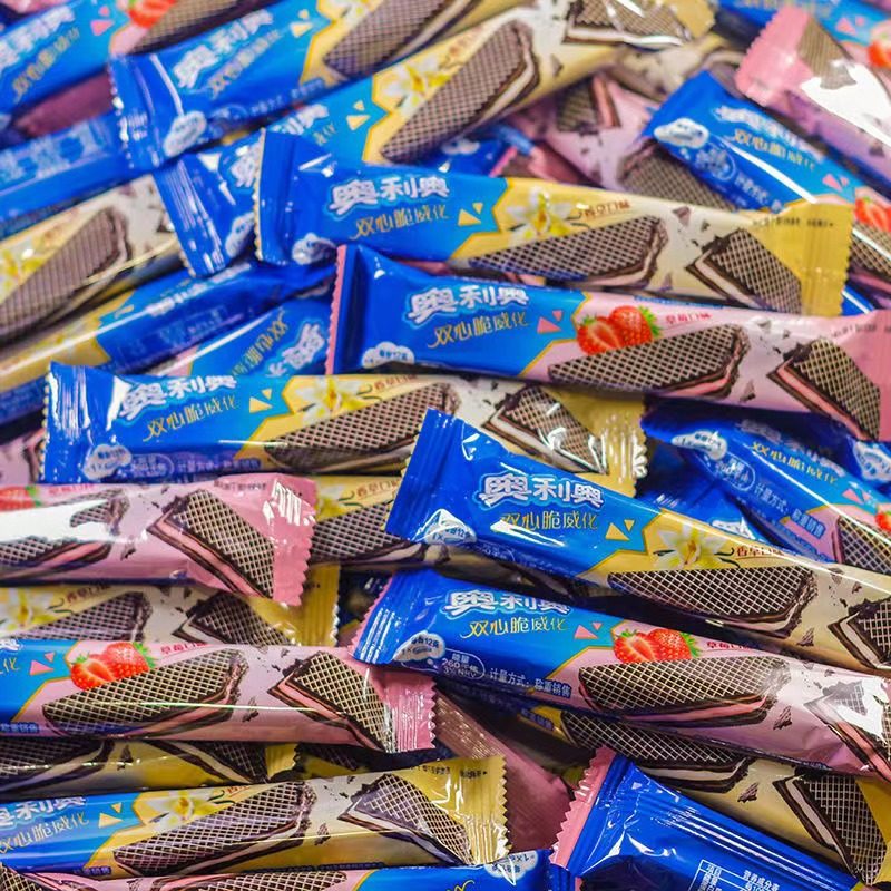 奥利奥双心脆威化条散装噢利噢饼干散称巧克力棒多口味单独小包装