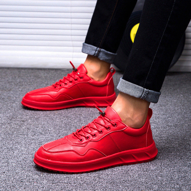 男士红色潮鞋秋冬季运动休闲鞋2020年新款韩版网红本命年百搭男鞋