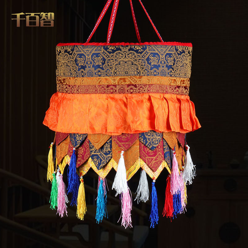 藏传佛教佛堂家用装饰品藏式圆宝盖宝伞佛幢经幢西藏挂幡可定制