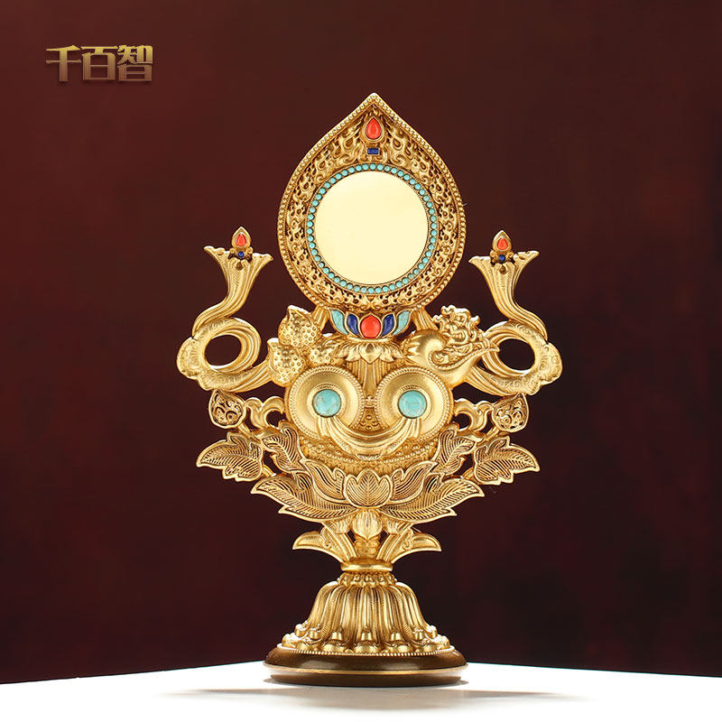 铜五妙欲组合家居雕花镶嵌宝石佛堂供奉供器八供养精工装饰摆件