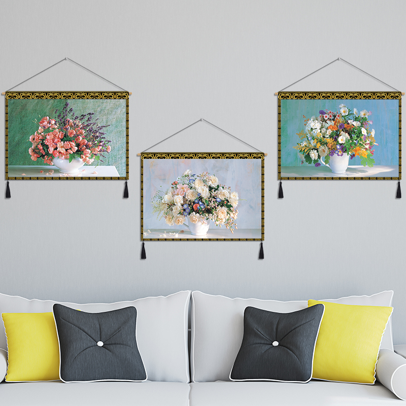 花卉ins绿植布艺挂画清新背景墙画客厅装饰画壁画挂布床头画包邮