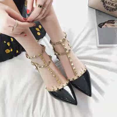 一折高跟鞋细跟钉子鞋