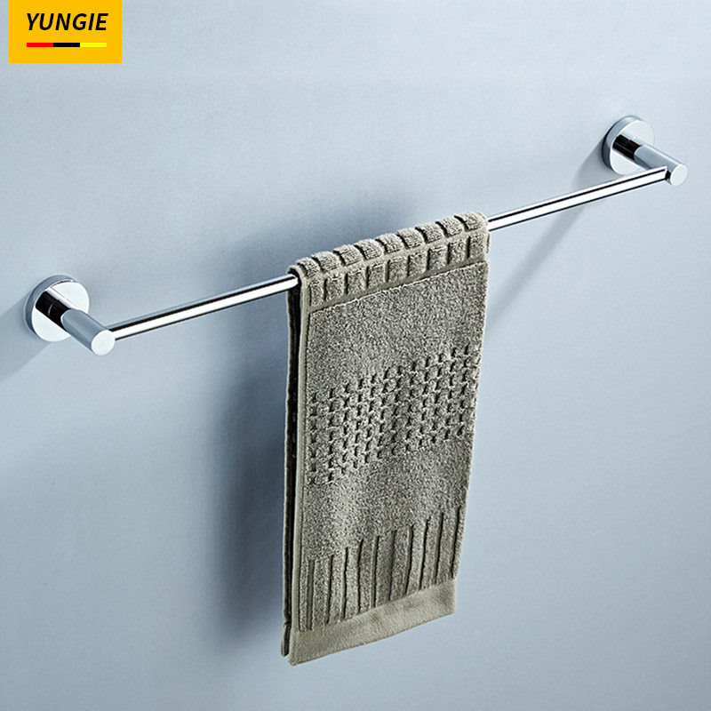 浴室全铜毛巾杆单杆加长晾毛巾挂墙壁免打孔毛巾架卫生间单层挂杆