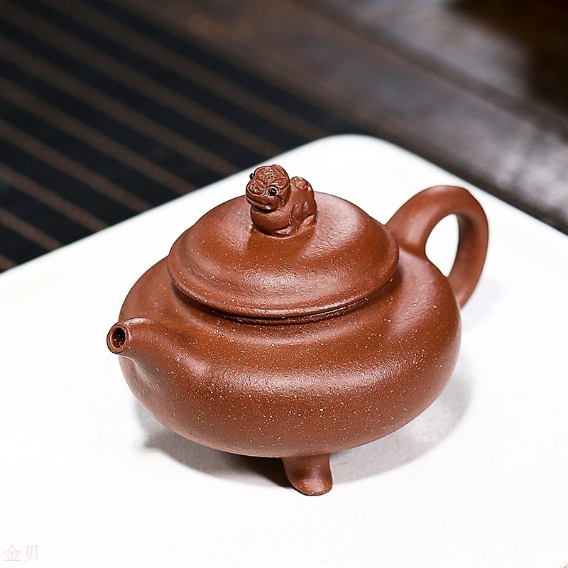 宜兴陈腐降坡泥紫砂壶 全手工三足宝鼎150毫升小容量茶壶