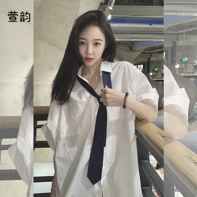 夏季韩版宽松白衬衫女学生2019新款显瘦短袖简约学院风酷帅中长款|ruв категории персональные настройки/разработка услуг/DIY, технический заказ, 衬衫定制 - от Buy2taobao.com для оказания профессиональной услуги покупки агента Taobao