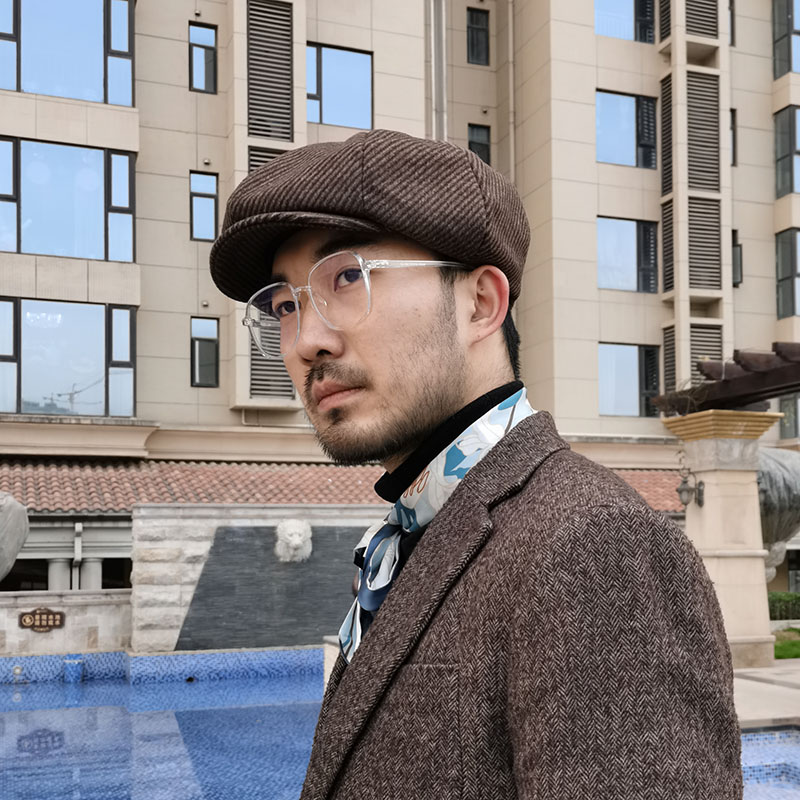 八角帽男英伦风棕咖色百搭复古报童帽羊毛秋冬画家帽贝雷帽鸭舌帽