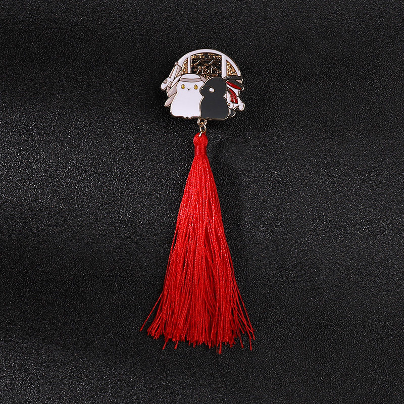 流苏忘羡兔家徽胸针新款潮个性徽章中国风情侣学生别针包包配饰女