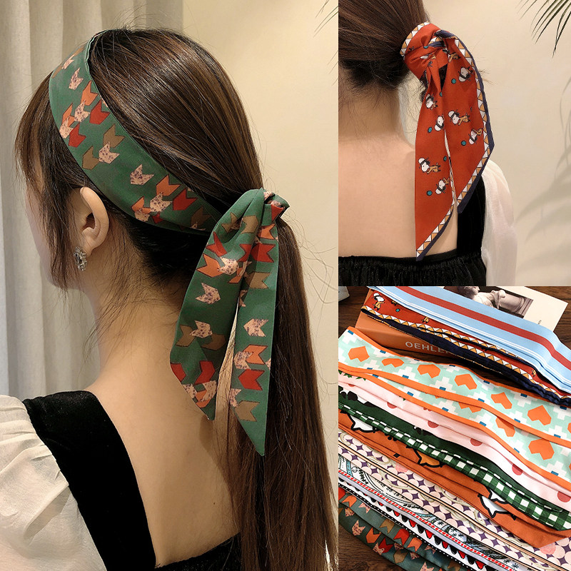 发带女绑发丝巾飘带细丝带头饰