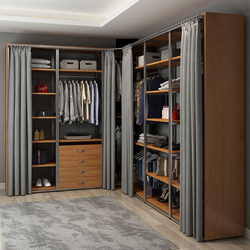 步入式衣帽架金属衣帽间置物架子铁艺挂衣架落地卧室开放式衣柜架