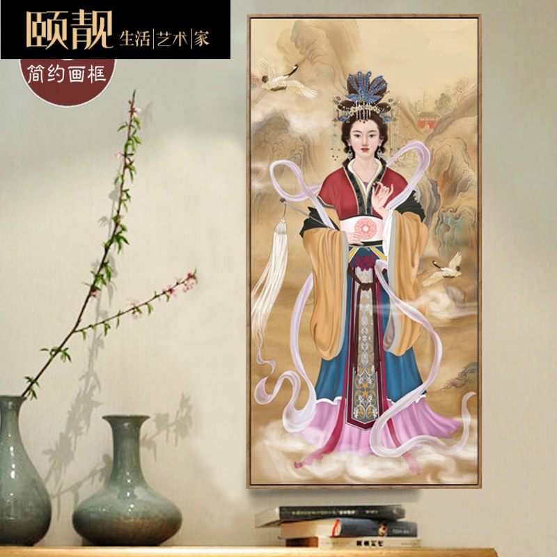 碧霞元君像挂画玉女画像泰山奶奶神像仙女娘娘丝绸卷轴画