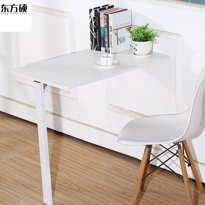 壁挂式下翻折叠桌隐形桌学习靠墙支架简约餐桌学习家用挂桌现代