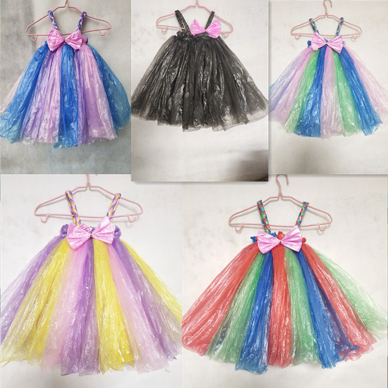 儿童环保衣服装女孩亲子手工diy制作幼表服演时装秀废旧物材料节