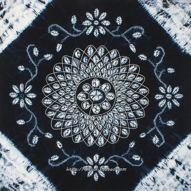 云南新款特产大理白族手工扎染草木蓝染桌布白族扎染