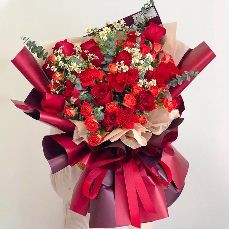 母亲节99朵玫瑰康乃馨花束生日鲜花速递杭州苏州武汉同城配送妈妈