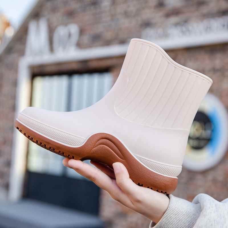 雨鞋女时尚中防滑轻便低帮日筒系水水短筒雨靴洗纳伊斯车厨房靴胶