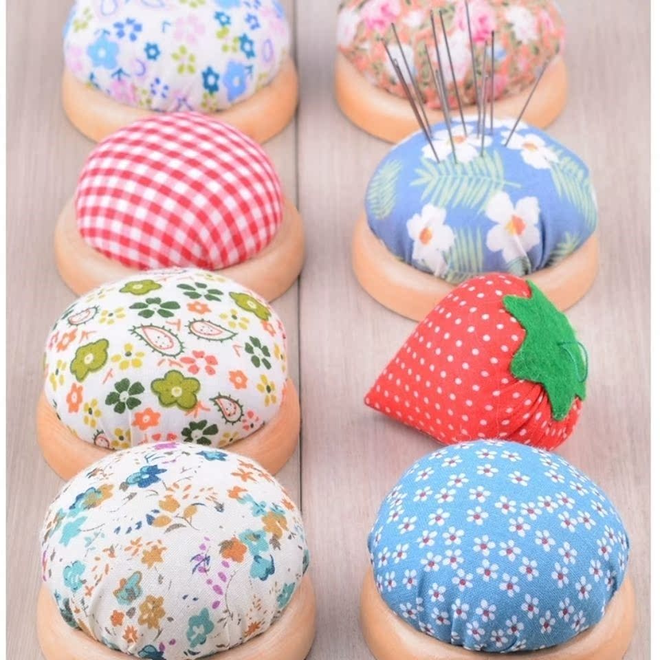 代购针插包木底圆形针扎十字绣插针包手工diy工具缝纫手缝扎