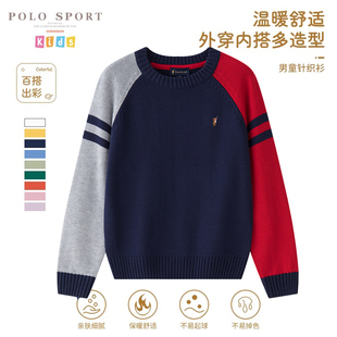 polosport童装男童针织衫2024新款春秋儿童圆领套头毛衣品牌线衫