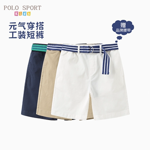 polosport童装男童裤子儿童短裤夏季薄款中裤工装宽松五分裤童装