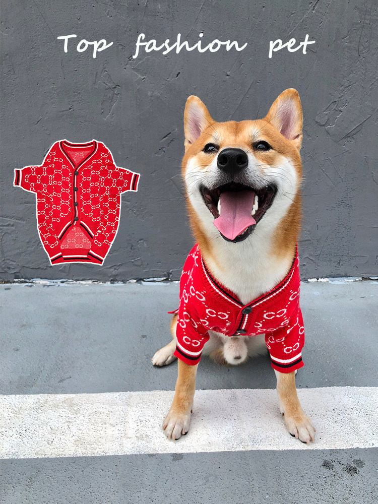 特价狗圣诞衣服 中型_柴犬狗毛衣秋冬装法斗中型犬衣服潮牌泰迪比熊