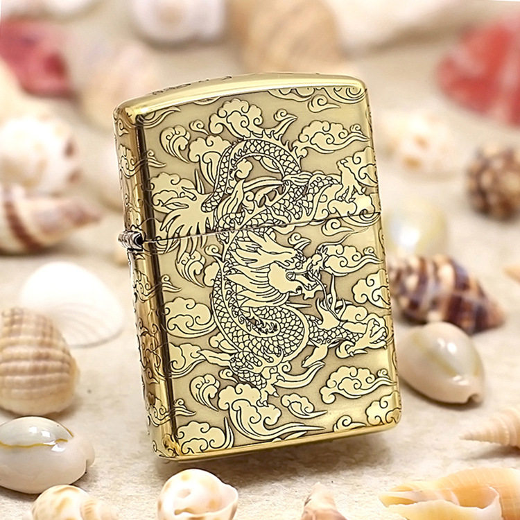 zippo龙_2019美国原装进口新款正品之宝zippo打火机纯铜盔甲精雕龙行