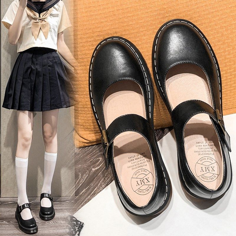 小皮鞋日系女jk制服鞋复古学生学院风单鞋黑色玛丽珍鞋41-43大码