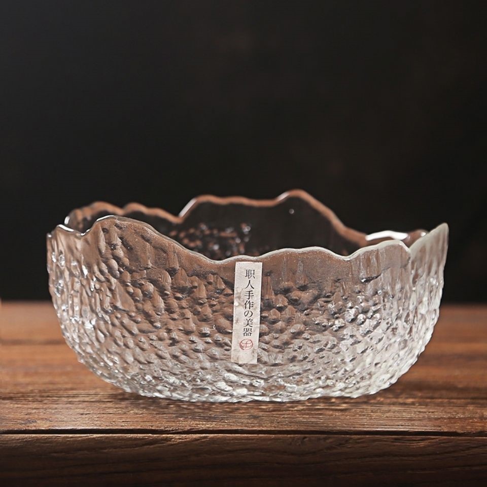 代购茶洗盆日式锤纹玻璃特大号容量水洗茶杯透明功夫茶道具配