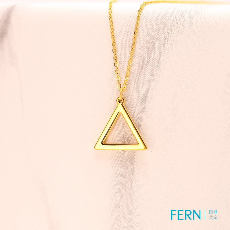 fern国潮黄金 遇见系列shine黄金项链简约三角形设计师足金锁骨链
