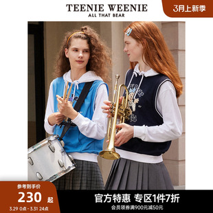 TeenieWeenie小熊奥莱春装学院风休闲搭配假两件拼接马甲卫衣