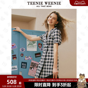 TeenieWeenie小熊奥莱夏季学院风格纹西装简约裙连衣裙裙子女