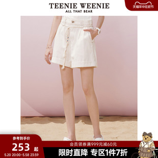 TeenieWeenie小熊奥莱夏季休闲通勤舒适高腰五分裤牛仔短裤子女