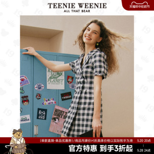 TeenieWeenie小熊奥莱夏季学院风格纹西装简约裙连衣裙裙子女