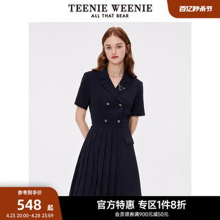 TeenieWeenie小熊奥莱后腰镂空连衣裙双排扣设计女人味裙子夏