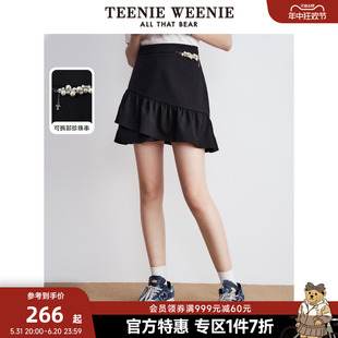 TeenieWeenie小熊奥莱夏季学院风通勤气质双层微褶半身裙女