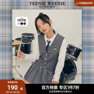 TeenieWeenie小熊奥莱V领马甲外套女背心甜美可爱JK学院风西装马